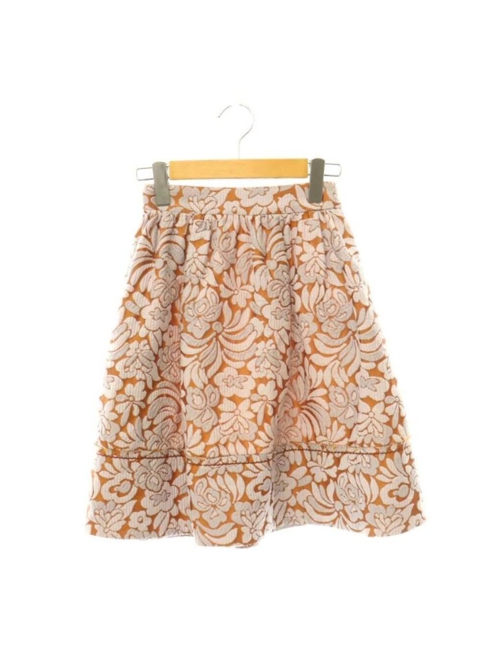 Prada Flare Skirt Mini Floral Jacquard Silk Blend Orange Smoke Pink 36